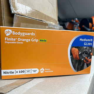 Orange heavy duty nitrile gloves