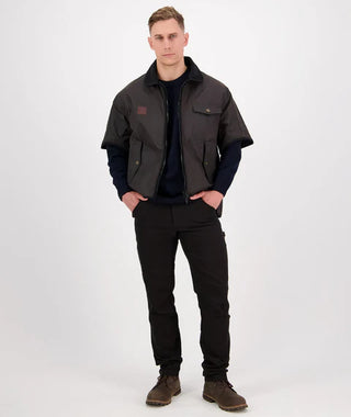 Men's 3/4 Sleeve Brown Oilskin Jacket