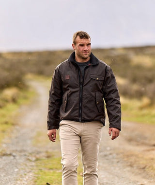 Men's 3/4 Sleeve Brown Oilskin Jacket